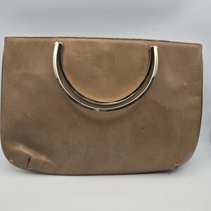 Vintage LISETTE Tan Leather Metallic Handle Mini bag Flaws